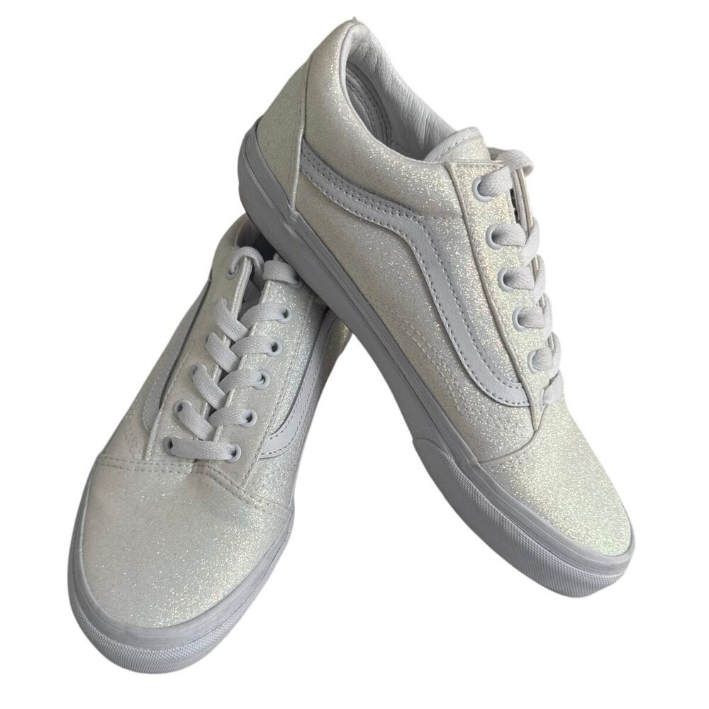 Vans Old Skool UV Glitter Sneakers in White Womens Size 7.5 Big Kid Size 6